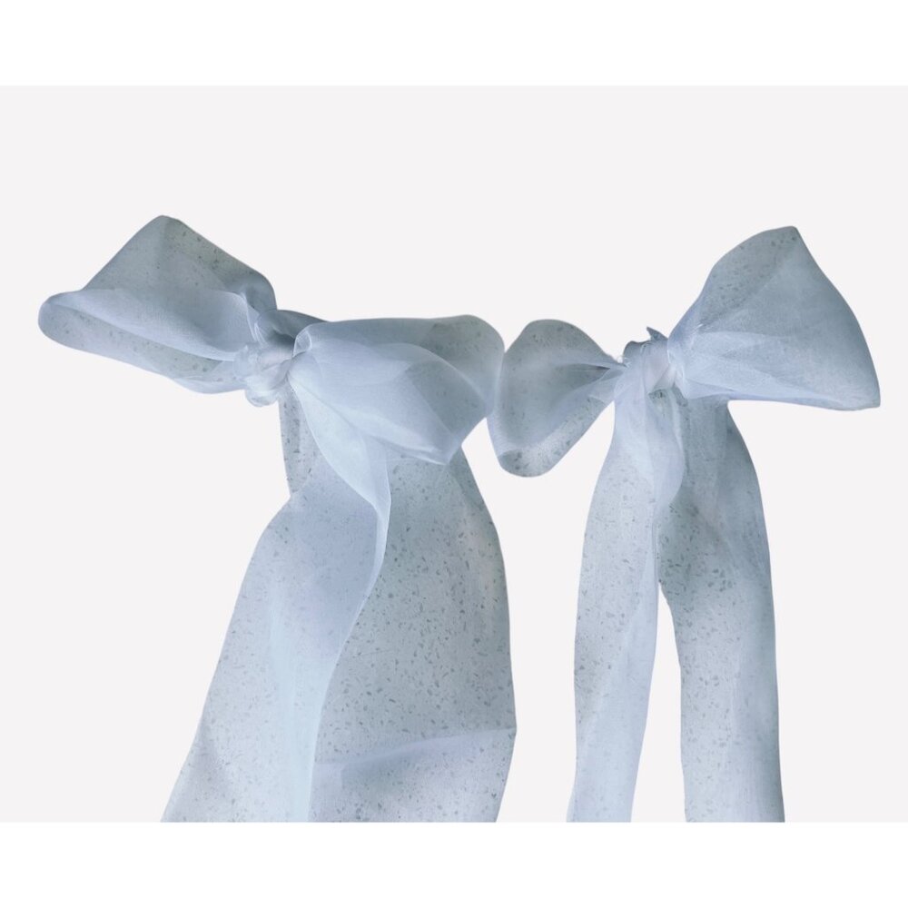 100% Organza Silk Bows With Long Tails Set of 15 White 4 Balloons Showers etc - Picture 9 of 15